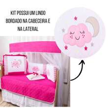 10 Piece American Crib Kit With Embroidered Side Protector For Boys And Girls - Pink Cloud - View 10