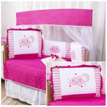 10 Piece American Crib Kit With Embroidered Side Protector For Boys And Girls - Pink Cloud - View 4