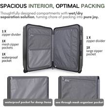 JLY Premium Lightweight 3-Piece PC+ABS Hard Shell Luggage Set, Cabin, Medium & Large Suitcases, Built-In Cup Holder, Wet/Dry Storage, TSA Combination Lock - Onyx Black - View 5