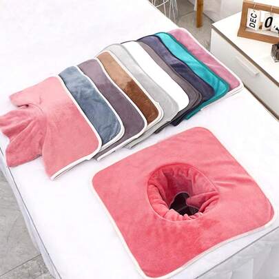 TOEDO Förtunnad sammet SPA Handduk Med Hål Fyrkantig 35x35cm Beauty SPA Massagebord Planka Ansiktshandduk Salong Sängbord Hål Handduk Säng Bandana