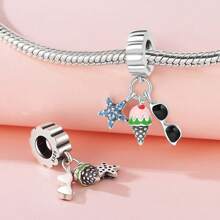 PANPOKI 1 Mặt dây chuyền kính mát hình sao biển bằng bạc Sterling S925 cho vòng tay, vòng cổ, phụ kiện trang sức tự làm phù hợp cho bé gái đeo làm quà tặng sinh nhật cho phụ nữ - Nhiều màu - Xem 2