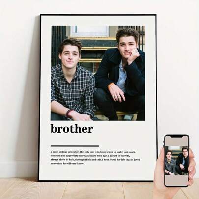 1 st anpassad väggkonst med foto av bror - personlig canvastavla, perfekt present till bästa vänner och familj, idealisk för sovrums- och vardagsrumsinredning, oramad, nyårsheminredning. Presenter, födelsedagspresenter, examenspresenter, julklappstillbehör