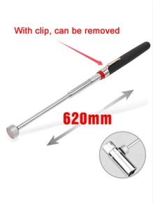 Extendable Magnetic Pick Up Tool, Telescopic Magnetic Grabber Tool, Suitable For Mechanics, Home, Office And Industry, Stainless Steel, Black Handle