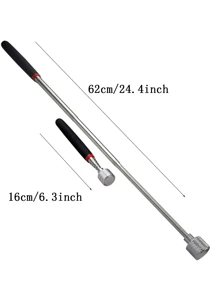 Extendable Magnetic Pick Up Tool, Telescopic Magnetic Grabber Tool, Suitable For Mechanics, Home, Office And Industry, Stainless Steel, Black Handle