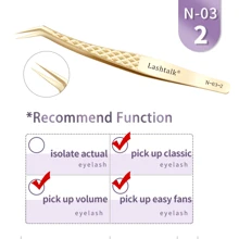 Lashtalk 1Pc Eyelash Extension Tweezers Makeup Tools Stainless Steel Non-Magnetic Pincet Volume Fake Lashes Supplies 3D Accurate - Gold - View 15