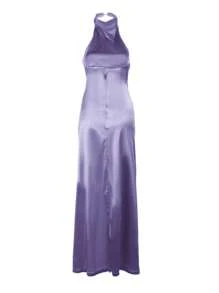 Elisanya Sleeveless Halter Neck Split Front Slimming Dress - Mauve Purple - View 5