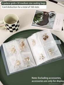 1pc Matte Transparent Jewelry Storage Album, Comes With 30pcs Anti-Oxidation Storage Bags, Ideal Gift For Women To Organize Rings, Earrings And Necklaces, Suitable For Sunny, Travel, Back To School Occasions