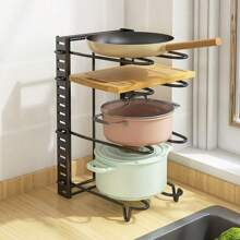 Multipurpose Pot And Lid Organizer Adjustable Drainer Rack Kitchen Cabinet Holder - Nhiều màu - Xem 4