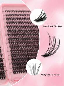 DIY 640pcs D Curl Individual Lashes Extension Kit, 10-16mm 30D+40D+50D Black Thick Cluster Fake Lashes, Fluffy D Curl Volume Lash Extension Set For Home Use Lash Clusters Kit, Lashes, Eyelashes, Fake Lashes - Black - View 10