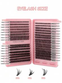 DIY 640pcs D Curl Individual Lashes Extension Kit, 10-16mm 30D+40D+50D Black Thick Cluster Fake Lashes, Fluffy D Curl Volume Lash Extension Set For Home Use Lash Clusters Kit, Lashes, Eyelashes, Fake Lashes - Black - View 6