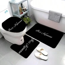 Individuelle Faux-Kaschmir 3 Stücke Weihnachtsmann Flauschiger Badezimmerteppich Set, rutschfest und schnelltrocknend Badematte, wasserdicht, weich, saugfähig Matte, mit U-förmiger Toilettensitz- und Abdeckmatte, geeignet für Badezimmerdekoration, super weicher Flanell Badezimmerteppich Herbstdekoration Rückkehr zur Schule