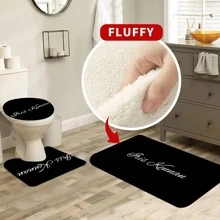 Individuelle Faux-Kaschmir 3 Stücke Weihnachtsmann Flauschiger Badezimmerteppich Set, rutschfest und schnelltrocknend Badematte, wasserdicht, weich, saugfähig Matte, mit U-förmiger Toilettensitz- und Abdeckmatte, geeignet für Badezimmerdekoration, super weicher Flanell Badezimmerteppich Herbstdekoration Rückkehr zur Schule