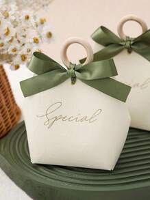 5PCS Gift Bag Wedding Favors Candy Box,For Mother's Day,Letter Graphic Bow Decor,Candy Gift Small Box Basket Jewelry Packaging Bags,Gift Wrapping Bag For Party,Gift For My Mother