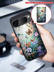 Ốp lưng điện thoại bằng kính khung đen hình con bướm độ nét cao 1 chiếc động vật tương thích với iPhone 16 & - Nhiều màu - Xem 9