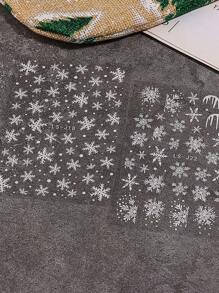 2 miếng dán móng tay 3D lấp lánh hình bông tuyết giáng sinh nai sừng tấm mùa đông tuyết trượt thiết kế hình trái tim bằng bột sáng bóng - trắng - Xem 5