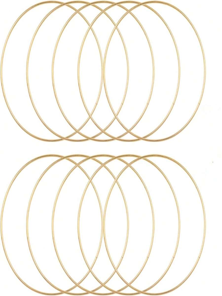 10/15 件 10/12 英寸金属花环中心装饰，金色花环花边环装饰适用于 DIY 婚礼派对桌面装饰