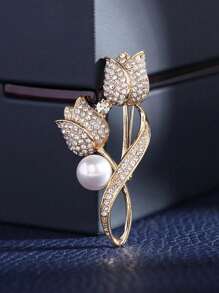 1pc Tulip Design Zinc Alloy Brooch, Casual Streetwear Accessory For Floral Collar Pins, Suitable For Coats, Jackets And Suits In Autumn/Winter Valentine's Day Dress Accessories Pin For Clothes Bag Charm School Office Accessories Shirts Jewelry Christmas Halloween - Multicolor - View 12