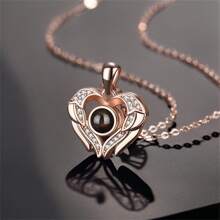 Love Light Luxury Heart Necklace Nano Projection Photo Memory Necklace S925 Silver Necklace To Girlfriend Wife Holiday Box Gift