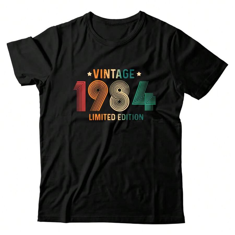 Unisex Black Basic Vintage 1984 Harvest T-Shirt Women Men - màu đen - Xem 1