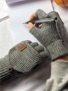 1 Par de Luvas Grossas e Confortáveis Tricotadas para a Primavera, Luvas Sem Dedos para Primavera para Homens e Mulheres - Mitenes de Lã com Dedo Móvel, Compatível com Tela de Toque, Macia e Respirável - Lavável à Mão, Acessórios Unissex para Primavera