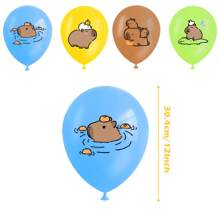 Paquete de 30 piezas de decoraciones para fiesta con temática de Capibara de dibujos animados - Banderines colgantes, globos, telón de fondo, decoraciones para pastel, adecuado para fiestas de vacaciones, cumpleaños, escuela y familiares - Multicolor - Ver 4