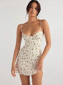Women's Sleeveless Short Skirt With Small Floral Straps And Backless Sexy A-Line Dress, Spring And Summer Style, Sexy, Simple, Sleeveless, Backless