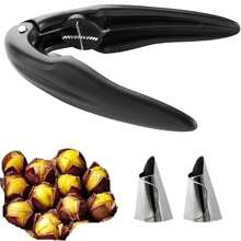3Pcs Set Chestnut Opener, Stainless Steel Nail Guard, Serrated Edge Walnut Clip, Easy Peeling Cross-Cut Chestnut Shell Removal Tool, Nut Crusher - Multicolor - View 2