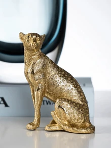 1pc Cheetah Statue Gold Leopard Sculpture Home Decor Leopard Sculpture Resin Handmade Sitting Suitable For Living Room Table Center Bedroom Gift For Woman Father Festival Decoration Birthday Gifts Graduation - Multicolor - View 1
