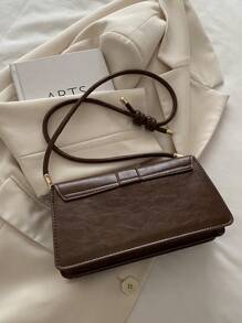Bolso cuadrado de hombro unicolor retro, bolso de sobaco a juego con solapa, el bolso de sobaco talla grande simple para mujeres, regalo ideal para Año Nuevo, bolso de negocios y casual de moda para mujeres, perfecto para oficina, negocios y trabajo