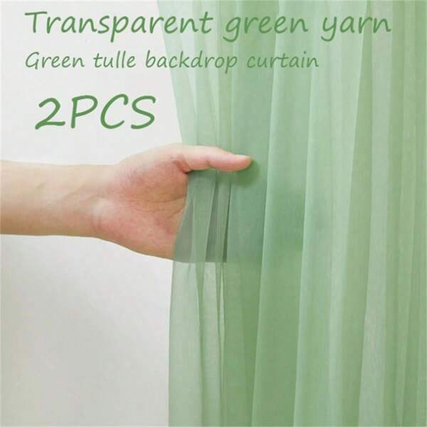 2 peças 150*210cm Fundo transparente verde, adequado para casamento, festa de aniversário, decoração de sessão de fotos, Natal