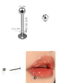 1 Stück medizinische Grad hypoallergene Titan-Stahl flacher Stift, extern mit Gewinde, kugelförmiger 20G/18G Ohrstecker für Knorpel, Augenbraue, Grübchen, 316L Piercing Schmuck, Lippen Ring, Zungenstecker