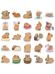 50 piezas Pegatinas de graffiti de Capibara de dibujos animados, pegatinas impermeables de animales lindos DIY para scooter, maleta, celular - Multicolor - Ver 5