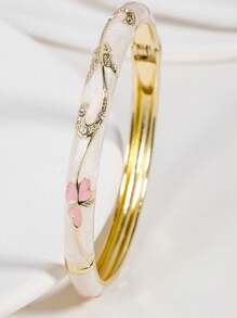 1 Peça Pulseira Banhada a Ouro com Floral Esmaltado para Mulheres