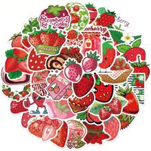 50 Piezas Pegatinas de Dibujos Animados de Fresa para Portátil, Botella de Agua, Equipaje, Taza, Teléfono, Tableta, Cantimplora, Bicicleta, Cuaderno, Coche