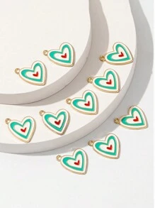 10pcs New Style Heart-Shaped Metal Pendant Accessories, DIY Fashion Earrings, High-End Decorative Accessories