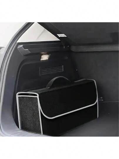 1 件可折叠汽车后备箱储物收纳袋，毛毡布汽车后备箱储物盒，汽车内饰储物箱袋，汽车收纳袋