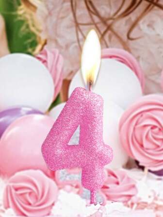 Velas de decoración para pastel de cumpleaños, aniversario o primer cumpleaños con números rociados en rosa de 0 a 9