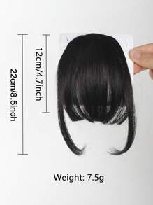 1 件合成夹式刘海，约 8.5 英寸自然黑色夹式刘海，女士假刘海，带太阳穴发片，适合日常佩戴 - 黑色 - 查看 5