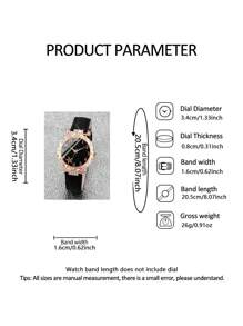 5 件优雅女孩圆盘手表石英表 + 项链手链耳环首饰套装适合孩子返校礼物万圣节狂欢节圣诞礼物黑五生日礼物 - 黑色 - 查看 6