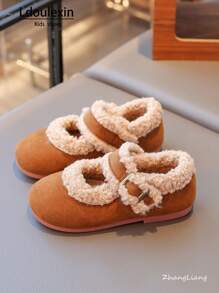 Nuove scarpe piatte con imbottitura in pile per bambini, autunno/inverno, scarpe casual e calde, semplice design per ragazze, adatte per uso quotidiano e attività all'aperto alla moda