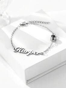 Personalized Stainless Steel Bracelet Name Custom And Photo Projection Bracelet, Unique Ideal Gifts For Her, Wife, Mom, Grandparents For Anniversaries Memorial Gifts Vintage, Simple, Unisex, Casual, Cuties, Custom, Personalized, Unique, Ideal Gifts For Him, Ideal Gifts For Her, Her, Boyfriend, Girlfriend, Dad, Mom, Family, Friends, For Anniversaries, For Birthdays, For Graduation, For Prom, For Party