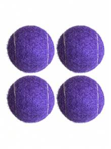 4 piezas/paquete Pelotas de tenis de alta densidad y alta elasticidad premium para entrenamiento y ejercicio, incluye bolsa de red portátil para uso en interiores y exteriores, juguete para mascotas - Morado - Ver 12