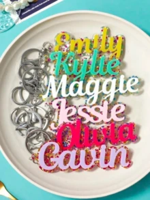 1pc Multi-Color Option To Customize Personalized Acrylic Name Keychain, Custom Lettering Keyring, Colorful Glitter Pendant, DIY Name And Date, The Perfect Gift For Special Occasions Mother's Day Valentine's Day Gift Back To School Gift Ideal Gift For Men And Women Birthday Gift Christmas Gift