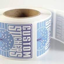 500-2000 Pcs Labels On Sticker Roll Premium Weatherproof Labels - Your Design Logo - Ships Next Day - FREE FAST SHIPPING - Square - View 2