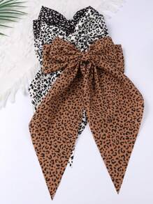 1-3 piezas Clip de pelo vintage elegante con estampado de lazo y leopardo, clip de resorte para otoño e invierno