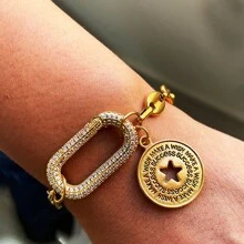 1Pc Chunky Carabiner Clasp Necklace Buckle Women's Bracelet With A Fashionable Pendant, Suitable For Daily Wear By Women