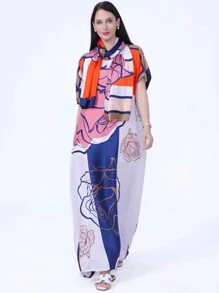 1 件海滩度假仿丝和服长袍（带围巾） - 彩色 - 查看 8
