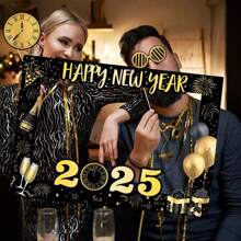 2 phụ kiện trang trí tiệc mừng năm mới 2025, đạo cụ chụp ảnh màu đen và vàng, thích hợp cho tiệc năm mới, đêm giao thừa - Nhiều màu - Xem 6