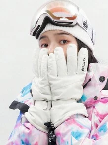 VECTOR MOTION 5 指滑雪手套男女通用，带皮带，加厚隔热，防水，防滑，3M 衬里，钩环分离手指，适合滑雪、单板滑雪、暖手器、冬季手套、雪地手套