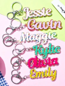 1pc Multi-Color Option To Customize Personalized Acrylic Name Keychain, Custom Lettering Keyring, Colorful Glitter Pendant, DIY Name And Date, The Perfect Gift For Special Occasions Mother's Day Valentine's Day Gift Back To School Gift Ideal Gift For Men And Women Birthday Gift Christmas Gift